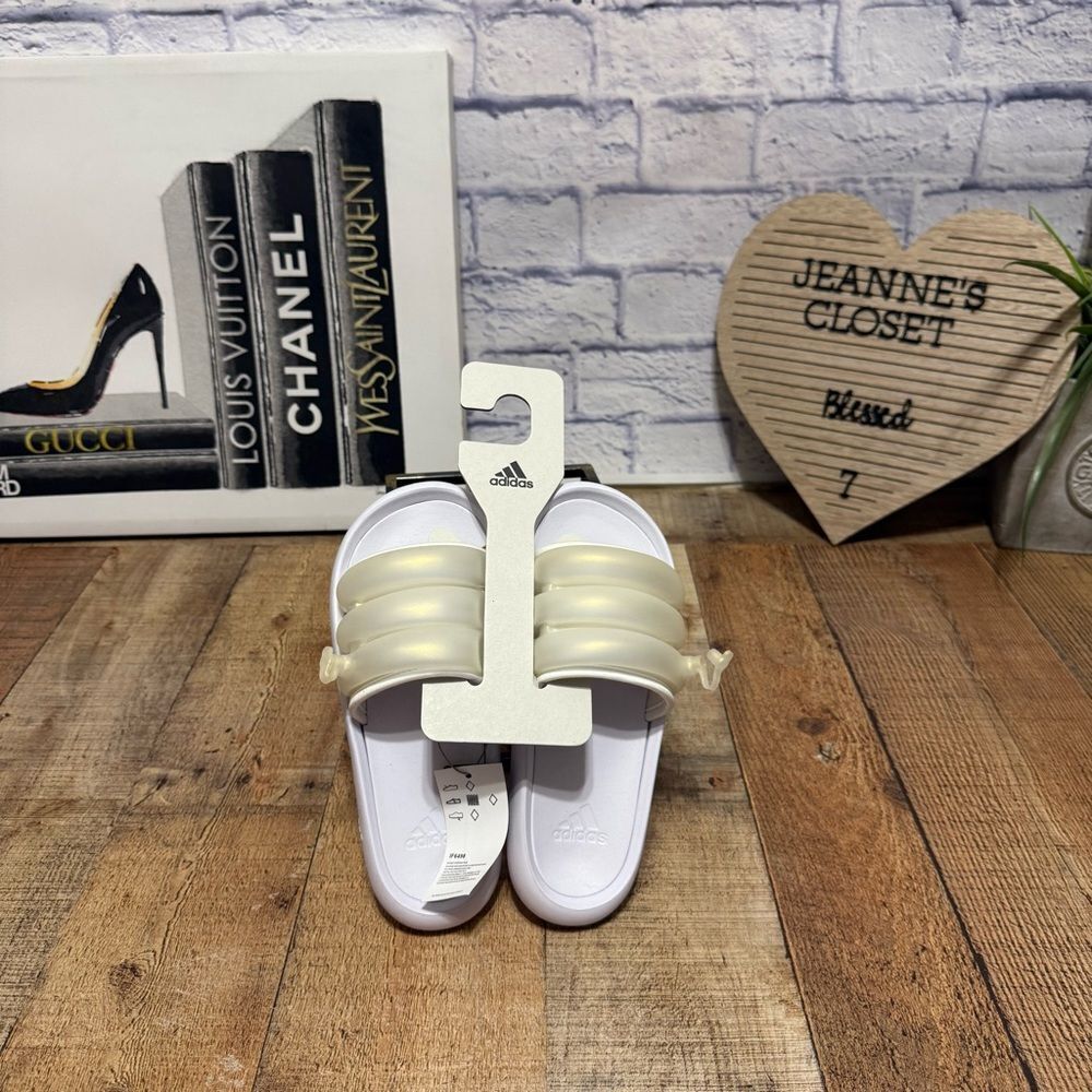 Adidas Adilette 2.0 Inflated Zplaash White Cushioned Slides NWT - Picture 4 of 8